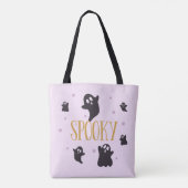 Spooky Schattige Geesten Licht Paarse Halloween Tote Bag (Achterkant)