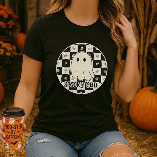 Spooky Schattige Ghost Checkerboard T-shirt