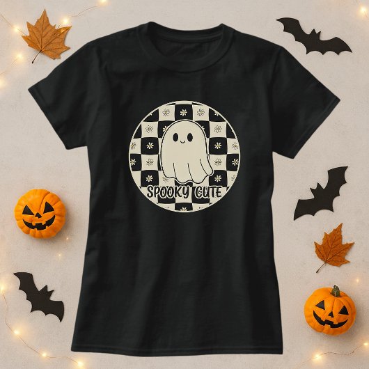 Spooky Schattige Ghost Checkerboard T-shirt