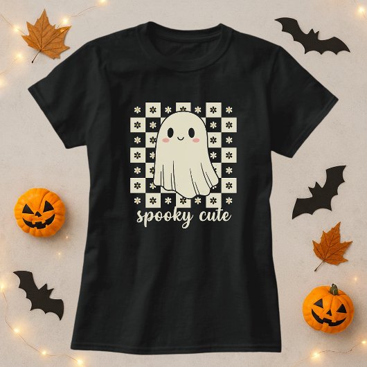 Spooky Schattige Ghost Checkerboard T-shirt