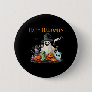 Spooky Schattige Ghost Halloween kostuum Happy Hal Ronde Button 5,7 Cm