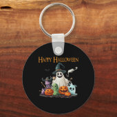 Spooky Schattige Ghost Halloween kostuum Happy Hal Sleutelhanger (Voorkant)