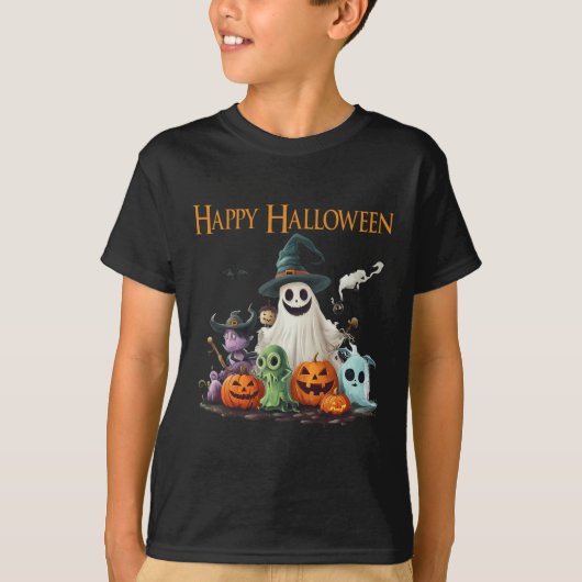 Spooky Schattige Ghost Halloween kostuum Happy Hal T-shirt (Voorkant)