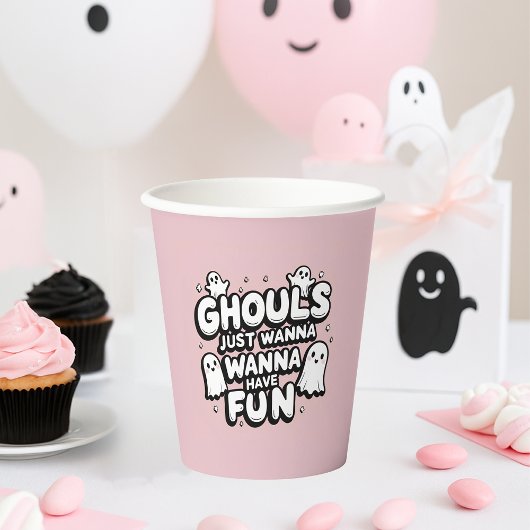 Spooky Schattige Ghost Halloween Verjaardag Roze Papieren Bekers