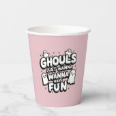Spooky Schattige Ghost Halloween Verjaardag Roze Papieren Bekers (Achterkant)