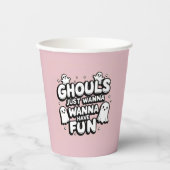 Spooky Schattige Ghost Halloween Verjaardag Roze Papieren Bekers (Voorkant)