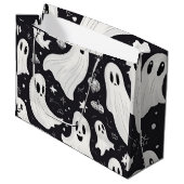 Spooky Schattige Ghost Halloween Zwart Wit Groot Cadeauzakje (Voorkant Gekanteld)