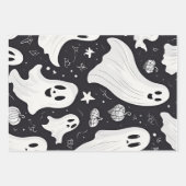 Spooky Schattige Ghost Halloween Zwart Wit Inpakpapier Vel (Voorkant 2)