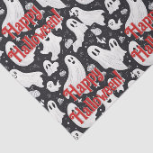 Spooky Schattige Ghost Halloween Zwart Wit Tissuepapier (Detail)