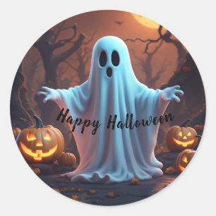 Spooky Schattige Ghost Happy Halloween Ronde Sticker
