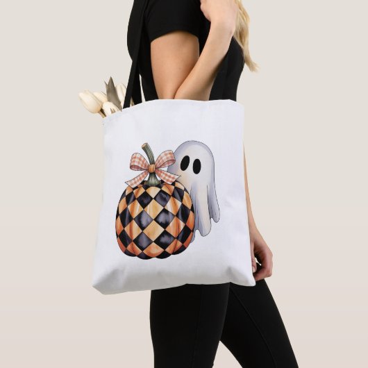 Spooky Schattige Ghost Peek Halloween T-shirt, Che Tote Bag (Dichtbij)