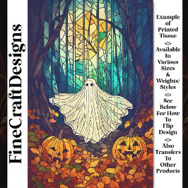 Spooky Schattige Glas in lood Ghost AB4 Decoupage Tissuepapier