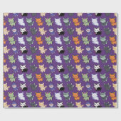 Spooky Schattige Halloween Cats Gift Wrap Cadeaupapier (Vlak)