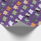 Spooky Schattige Halloween Cats Gift Wrap Cadeaupapier (Hoek)