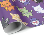 Spooky Schattige Halloween Cats Gift Wrap Cadeaupapier (Rol Hoek)