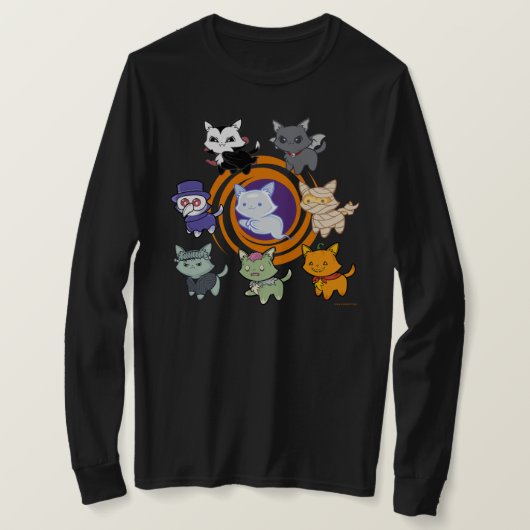 Spooky Schattige Halloween Cats Shirt (Design voorkant)