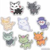 Spooky Schattige Halloween Cats Sticker Sheet (Voorkant)