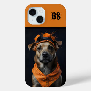 Spooky schattige Halloween hond in Vermomming iPhone 15 Case