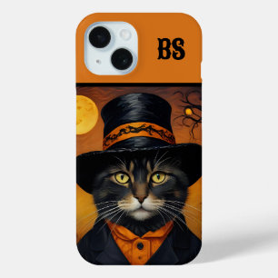 Spooky schattige Halloween kat in Vermomming iPhone 15 Case