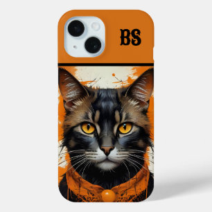 Spooky schattige Halloween kat in Vermomming iPhone 15 Case