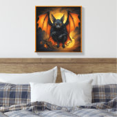 Spooky schattige Halloween vleermuis in vermomming Canvas Afdruk (Insitu (Slaapkamer))