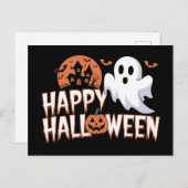 Spooky schattige Happy Halloween spook Feestdagenkaart (Voorkant / Achterkant)