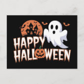 Spooky schattige Happy Halloween spook Feestdagenkaart (Voorkant)