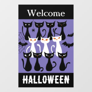 Spooky schattige katjes welkom Halloween paarse Raamsticker