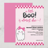 Spooky schattige kleine boo roze baby shower kaart (Voorkant / Achterkant)