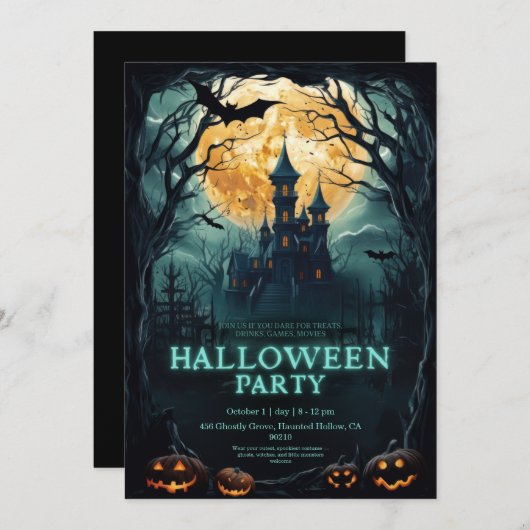 Spooky, Schattige, match vibes Halloween Invitatio Kaart (Voorkant / Achterkant)