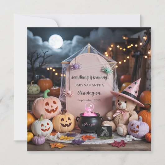 Spooky Schattige Meisje Halloween Zwangerschapsaan Kaart (Voorkant)