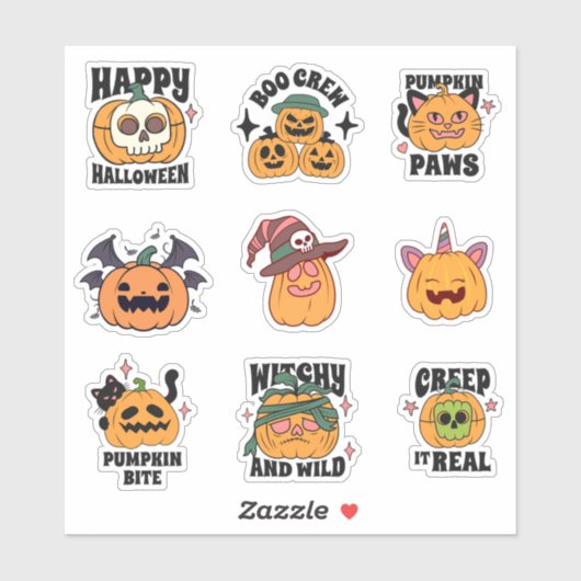 Spooky Schattige pompoen Halloween Stickers (Vel)