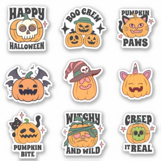 Spooky Schattige pompoen Halloween Stickers (Voorkant)