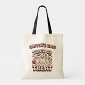Spooky schattige Retro Ghost trick or treat Hallow Tote Bag (Achterkant)