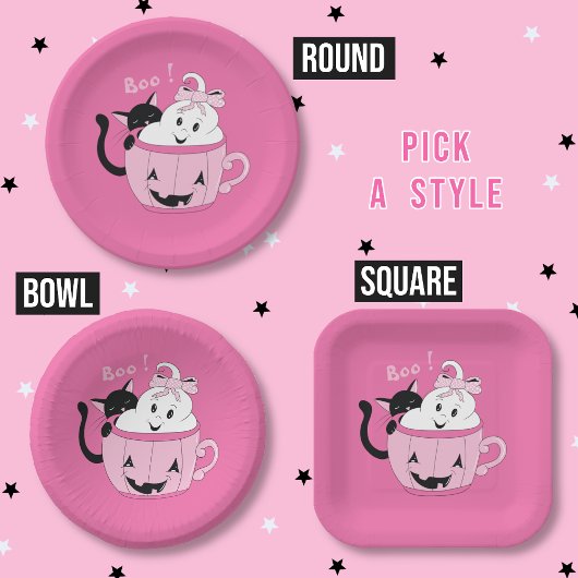 Spooky Schattige Roze Halloween Papier Bord - Ghos