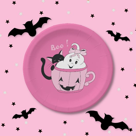 Spooky Schattige Roze Halloween Papier Bord - Ghos