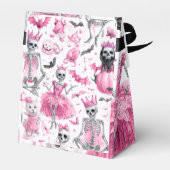 Spooky Schattige Roze Skelet | Halloween Favoriet  Bedankdoosjes (Achterkant)