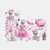 Spooky Schattige Roze Skelet | Halloween Favoriet  Bedankdoosjes (Uitgevouwen)