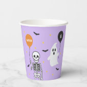 Spooky Schattige Skeleton & Ghost Halloween Verjaa Papieren Bekers (Achterkant)