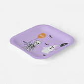 Spooky Schattige Skeleton & Ghost Halloween Verjaa Papieren Bordje (Gebogen)