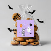 Spooky Schattige Skeleton & Ghost Halloween Verjaa Vierkante Sticker