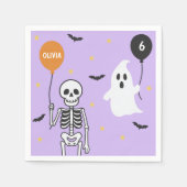 Spooky Schattige Skeleton & Ghost Verjaardagsfeest Servet (Voorkant)