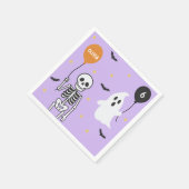 Spooky Schattige Skeleton & Ghost Verjaardagsfeest Servet (Hoek)