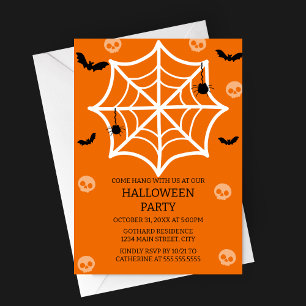 Spooky-Schattige Spider Web Halloween Party Invita Kaart