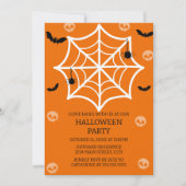 Spooky-Schattige Spider Web Halloween Party Invita Kaart (Voorkant)