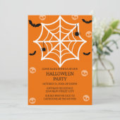 Spooky-Schattige Spider Web Halloween Party Invita Kaart (Staand voorkant)