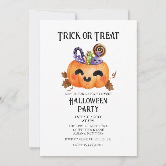 Spooky Schattige Trick or treat kostuum Halloween  Kaart (Voorkant)