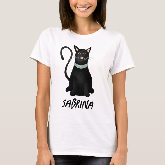 Spooky Schattige zwarte kat Halloween T-shirt (Voorkant)