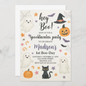 Spooky Schattigee 1e verjaardag uitnodiging | Hey  (Voorkant / Achterkant)