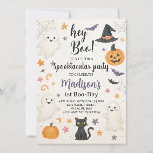 Spooky Schattigee 1e verjaardag uitnodiging Hey